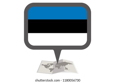 An Illustrated Map and Pointer with the Country Flag of  Estonia
