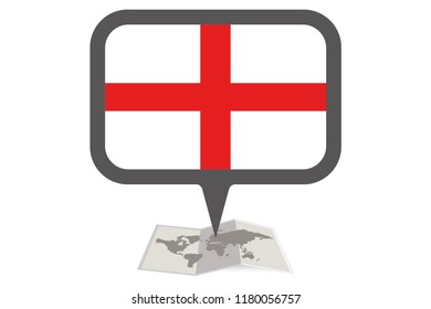 An Illustrated Map and Pointer with the Country Flag of  England