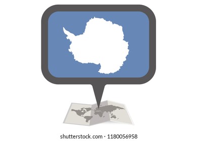 An Illustrated Map and Pointer with the Country Flag of  Antartica