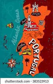 Illustrated Map of Portugal