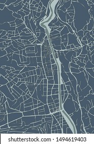 Illustrated map of Sarajevo and Miljacka river