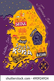 Mapa ilustrado de Corea del Sur