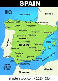 Illustrated map of Spain