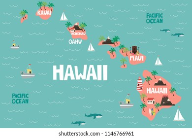 Hawaii Islands Map Images Stock Photos Vectors Shutterstock