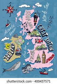 Illustrated map of the UK and Ireland