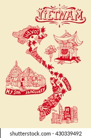 Illustrated map of Vietnam