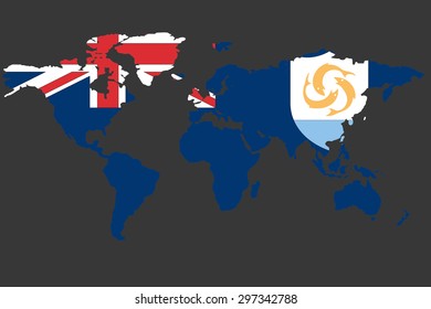 An Illustrated Map of the world with the flag of Anguilla