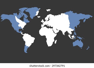 An Illustrated Map of the world with the flag of Antarctica