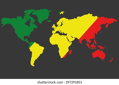 An Illustrated Map of the world with the flag of Congo
