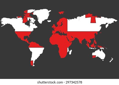An Illustrated Map of the world with the flag of Georgia