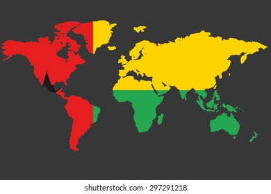 An Illustrated Map of the world with the flag of Guinea Bissau