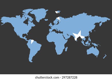 An Illustrated Map of the world with the flag of Micronesia