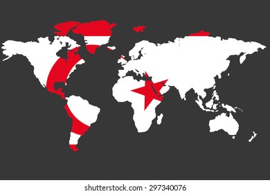 An Illustrated Map of the world with the flag of Northern Cyprus