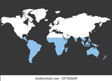 An Illustrated Map of the world with the flag of San Marino