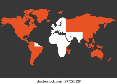 An Illustrated Map of the world with the flag of Switzerland