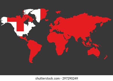 An Illustrated Map of the world with the flag of Tonga