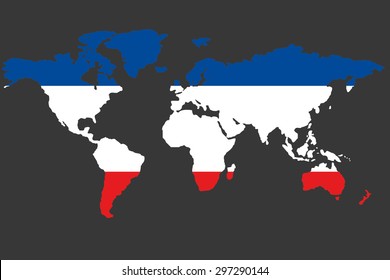 An Illustrated Map of the world with the flag of Yugoslavia