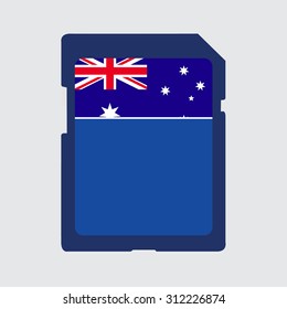 An Illustrated memory card with the flag of Australia