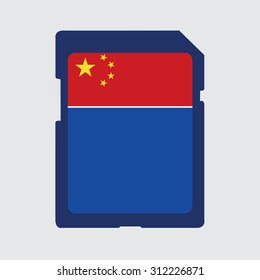 An Illustrated memory card with the flag of China