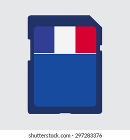 An Illustrated memory card with the flag of France