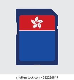 An Illustrated memory card with the flag of Hong Kong
