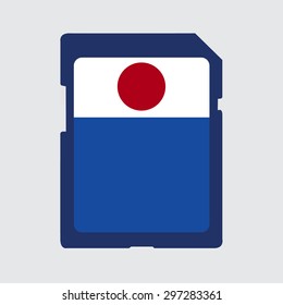 An Illustrated memory card with the flag of Japan