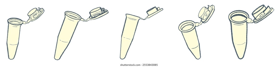 Illustrated Microcentrifuge Tube Elements: Hand-Drawn Laboratory Tools for Scientific Research and Educational Applications