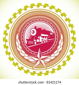 Illustrated modish communistic emblem. Vector illustration.