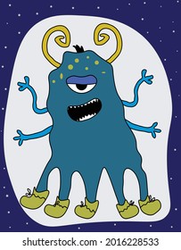 illustrated monster .Meet Mr. Alien monster!