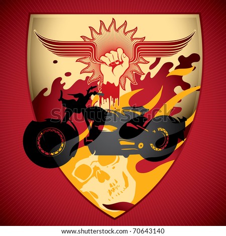 Illustrated motorcycling background. Vector illustration.