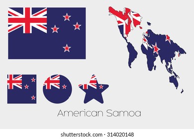 Illustrated Multiple Shapes Set with the Flag of New Zealand