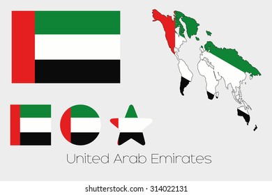 Illustrated Multiple Shapes Set with the Flag of United Arab Emirates