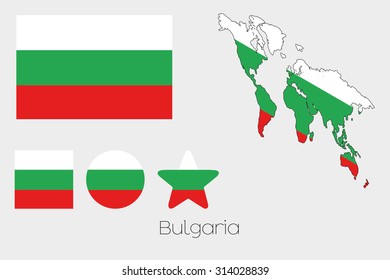 Illustrated Multiple Shapes Set with the Flag of Bulgaria