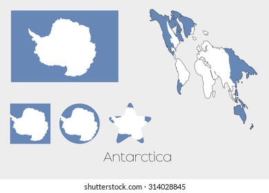 Illustrated Multiple Shapes Set with the Flag of Antartica