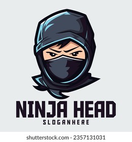 Illustrated Ninja Art: Logo, Mascot, Illustration, Vector Graphics for Sports and E-Sport Gaming Squads, Assassin Ninja Face Mascot Head
