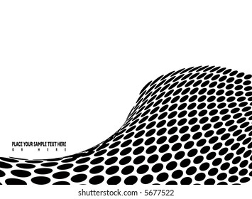 illustrated ocean wave in an abstract style with circles and lots of copy space