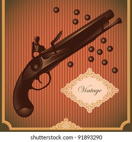 Illustrated old gun. Vector illustration.