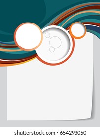 Illustrated orange and blue layout with abstraction. Magazine cover, business brochure template.