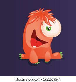 Illustrated orange cute baby monster