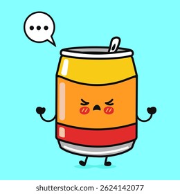 An illustrated orange Soda Can character expressing anger and frustration, with a thought bubble.