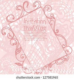 illustrated ornamental wedding invitation - vector illustration