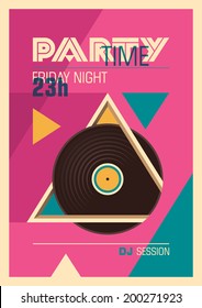 Illustrated party poster in color. Vector illustration.