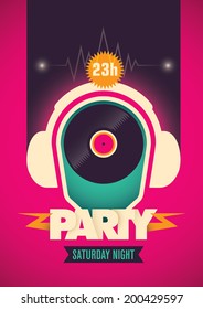 Illustrated party poster. Vector illustration.