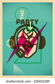 Illustrated party poster. Vector illustration.