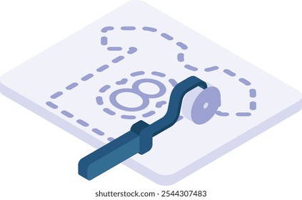 illustrated a patterns to scale isometric flat design, Handcrafted symbol, Perfect fit clothing sign,Sew and Tailor materials stock illustration, fabric cutting layout concept