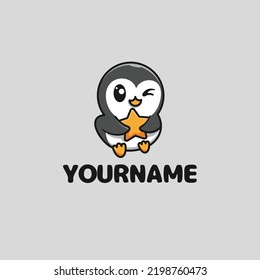 Illustrated Penguin Store Logo Template