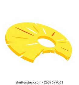 Illustrated pineapple slice in a ring. Tasty exotic fruit icon for healthy snacks.