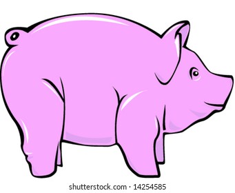 Illustrated pink pig.
