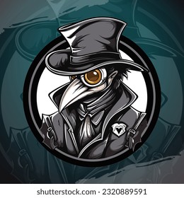 Illustrated Plague Doctor Logo for Sport and E-Sport Teams in Vector