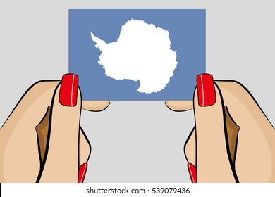 Illustrated Pop Art Hand holding the Flag of  Antartica